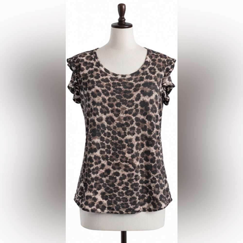 HEIMISH USA Animal Print Ruffle Sleeve Top